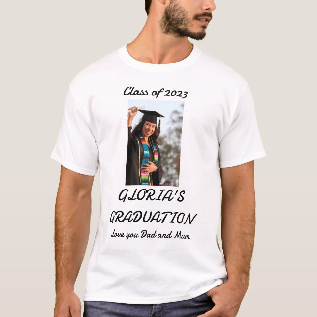 Personalisiertes einfaches Abschluss Foto T-Shirt (Vorderseite)
