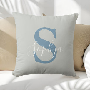 Personalisiertes einfaches blaues Monogramm Kissen