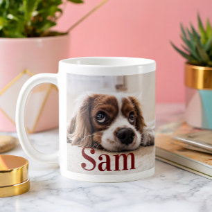 Personalisiertes einfaches Hund-Foto- und Namens-A Kaffeetasse