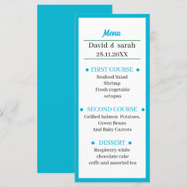 Personalisiertes einfaches Light Blue Hochzeitsess Menükarte