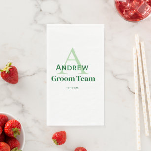 personalisiertes einfaches Monogramm Bräutigam Tea Serviette
