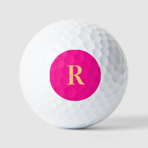 Personalisiertes einfaches Monogramm, Hot Pink Golfball