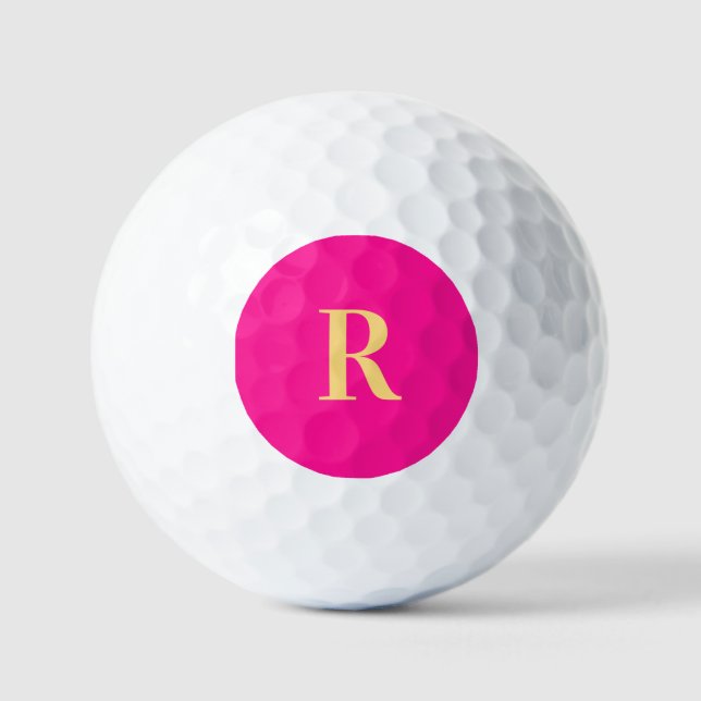 Personalisiertes einfaches Monogramm, Hot Pink Golfball (Vorderseite)