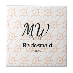 personalisiertes einfaches Monogramm Name Brautjun Fliese