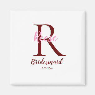 personalisiertes einfaches Monogramm Name Brautjun Magnet