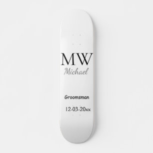 personalisiertes einfaches Monogramm Name Trauzeug Skateboard