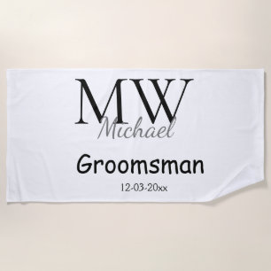 personalisiertes einfaches Monogramm Name Trauzeug Strandtuch