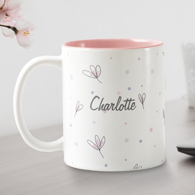 Personalisiertes, einfaches Namensvorlagenbüro in  Zweifarbige Tasse (Von Creator hochgeladen)