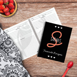 Personalisiertes einfaches Schwarzes Script Monogr Notizbuch