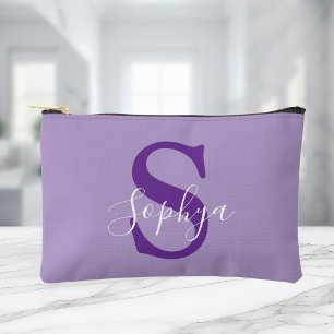 Personalisiertes einfaches violettes Monogramm Zubehörtasche