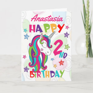 Personalisiertes Einhorn 2. Geburtstag Karte