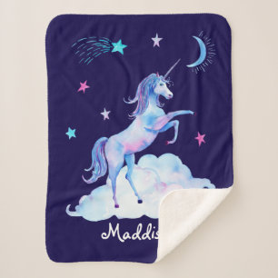 Personalisiertes Einhorn auf Wolken Sherpa Snuggy Sherpadecke
