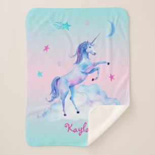 Personalisiertes Einhorn auf Wolken Sherpa Snuggy Sherpadecke