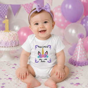 Personalisiertes Einhorn-Babysakko zum Geburtstag Baby Strampler