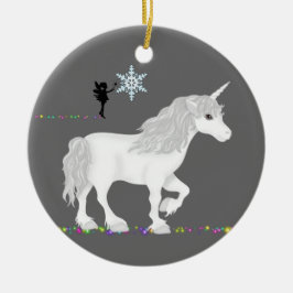 Personalisiertes Einhorn, Fee und Weihnachtsbaum Keramikornament
