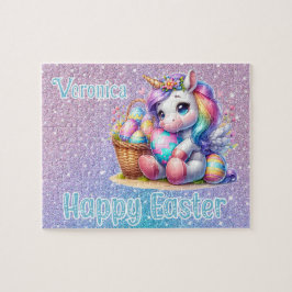 Personalisiertes Einhorn Frohe Ostern Puzzle