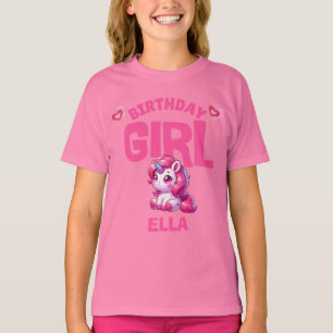 Personalisiertes Einhorn-Geburtstagsmädchen-T-Shir T-Shirt