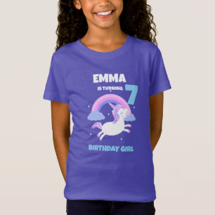 Personalisiertes Einhorn-Geburtstagsmädchen-T-Shir T-Shirt