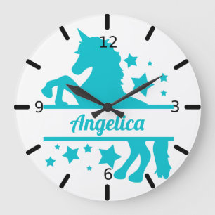 Personalisiertes Einhorn Große Wanduhr