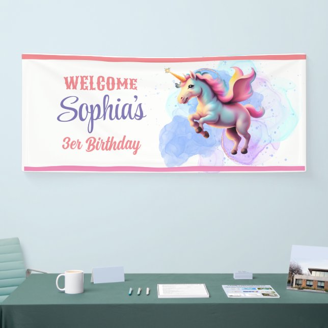 Personalisiertes Einhorn Magical Welcome Party Ban Banner (Messe)