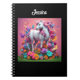 Personalisiertes Einhorn mit Blume Notizblock