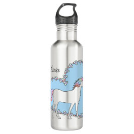 Personalisiertes Einhorn mit Herz Edelstahlflasche