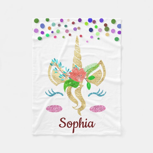 Personalisiertes Einhorn mit Pony Fleece Blanket (Vorderseite)