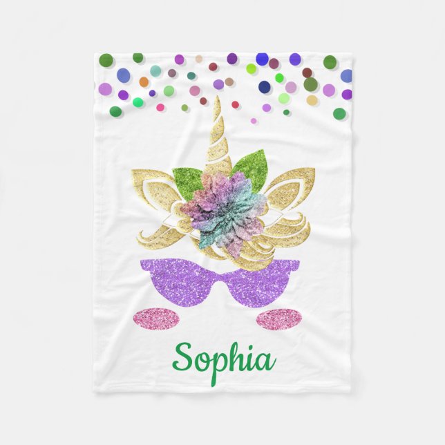 Personalisiertes Einhorn mit Pony Fleece Blanket (Vorderseite)