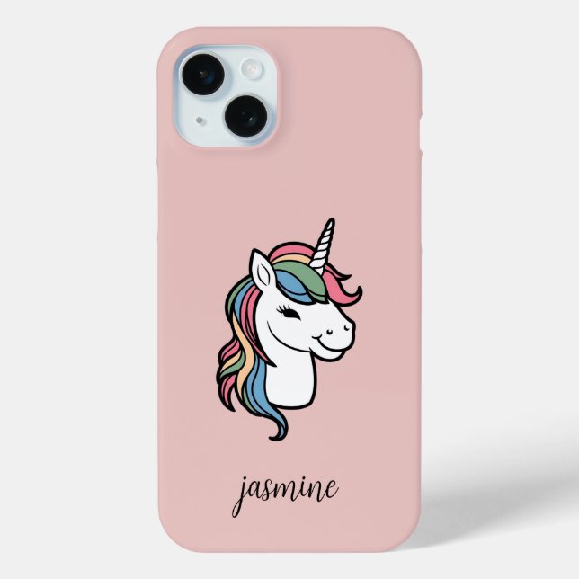 Personalisiertes Einhorn mit Regenbogenmane Case-Mate iPhone Hülle (Rückseite)