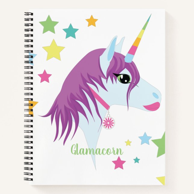 Personalisiertes Einhorn-Notebook für Mädchen Notizbuch (Vorderseite)