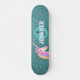 Personalisiertes Einhorn-Regenbogen-Märchenmonogra Skateboard