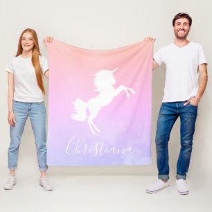 Personalisiertes Einhorn Rosa bis Lila Stilblanke Fleecedecke