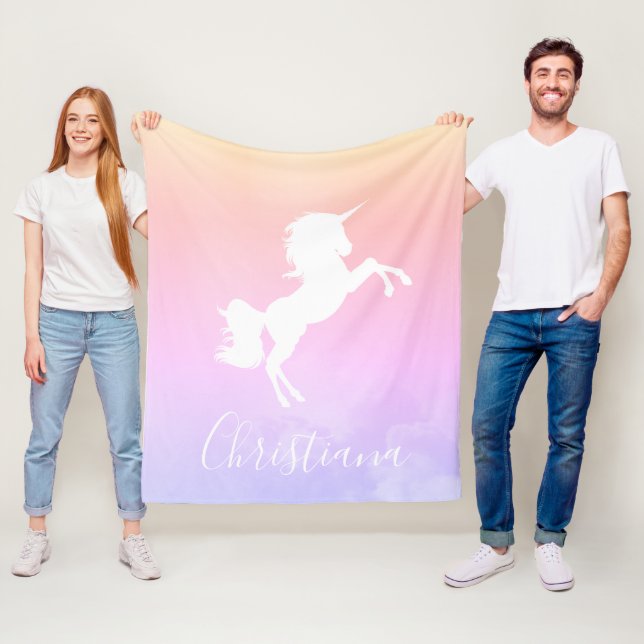 Personalisiertes Einhorn Rosa bis Lila Stilblanke Fleecedecke (Beispiel)