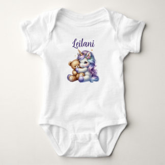 Personalisiertes Einhorn und Teddy Bear Baby Bodys Strampler