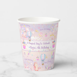Personalisiertes Einhorn zum Geburtstag Pappbecher