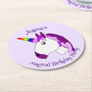 Personalisiertes Einhorndesign Runder Pappuntersetzer