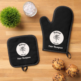 Personalisiertes einmaliges Rentengeschenk Ofenhandschuh & Topflappen-Set
