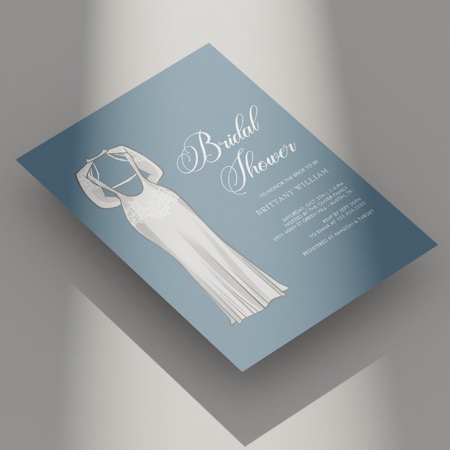 Personalisiertes einzigartiges Dusty Blue Brautpar Einladung (Personalized Unique Dusty Blue Bridal Shower Invitation)