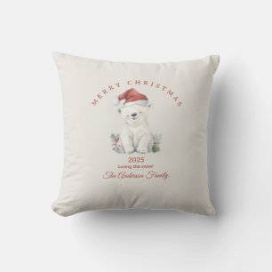 Personalisiertes Eisbär-Wasserfarben-Weihnachtsges Kissen