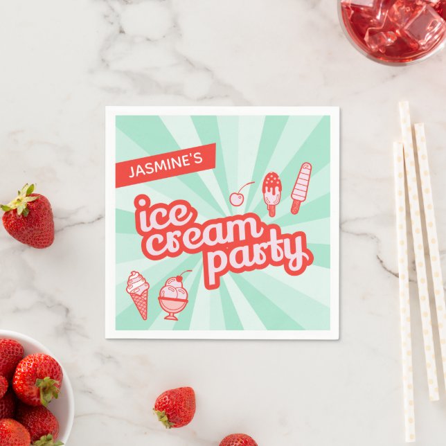 Personalisiertes Eiscreme-Party Napkins Serviette (Beispiel)