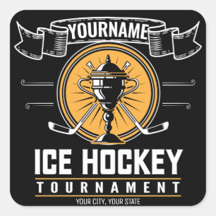 Personalisiertes Eishockeyspiel Quadratischer Aufkleber