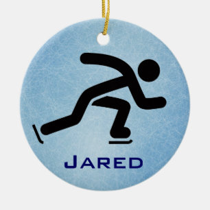 Personalisiertes Eisschnelllauf-Ornament Keramik Ornament