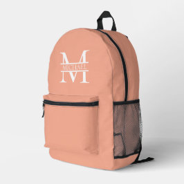 Personalisiertes Eleganpeach Monogram und Name Bedruckter Rucksack