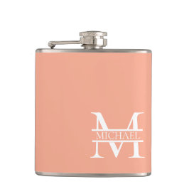 Personalisiertes Eleganpeach Monogram und Name Flachmann