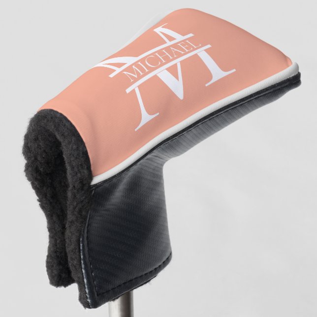 Personalisiertes Eleganpeach Monogram und Name Golf Headcover (3/4 Vorderseite)