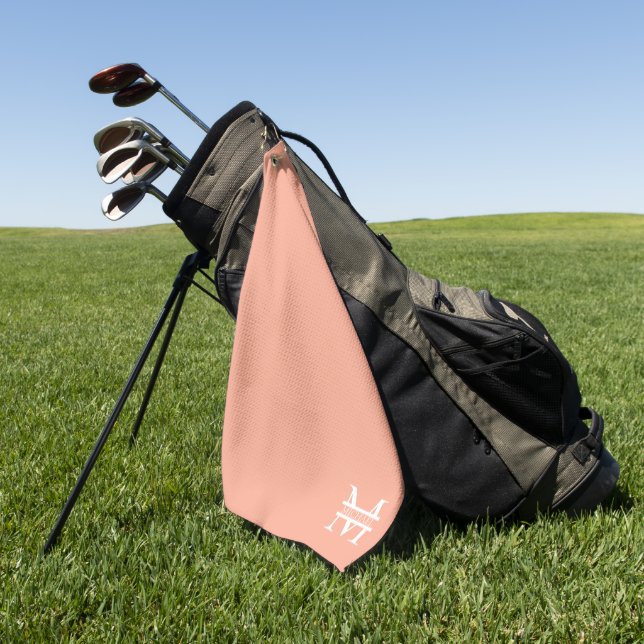 Personalisiertes Eleganpeach Monogram und Name Golfhandtuch (Gras)