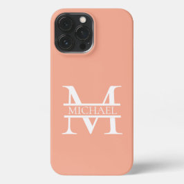 Personalisiertes Eleganpeach Monogram und Name iPhone 13 Pro Max Hülle