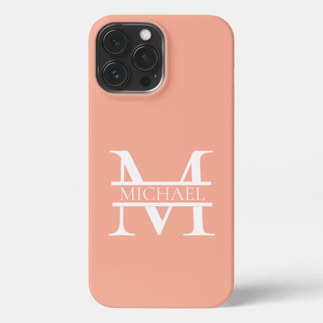 Personalisiertes Eleganpeach Monogram und Name iPhone Hülle (Rückseite)