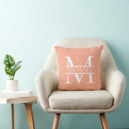 Personalisiertes Eleganpeach Monogram und Name Kissen