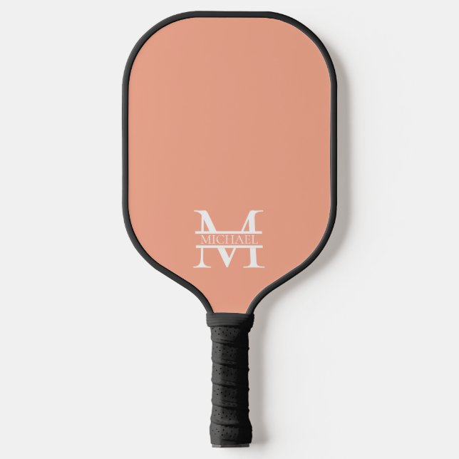 Personalisiertes Eleganpeach Monogram und Name Pickleball Schläger (Vorderseite)